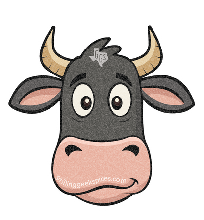 Cartoon cow face with a white background