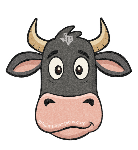 Cartoon cow face with a white background